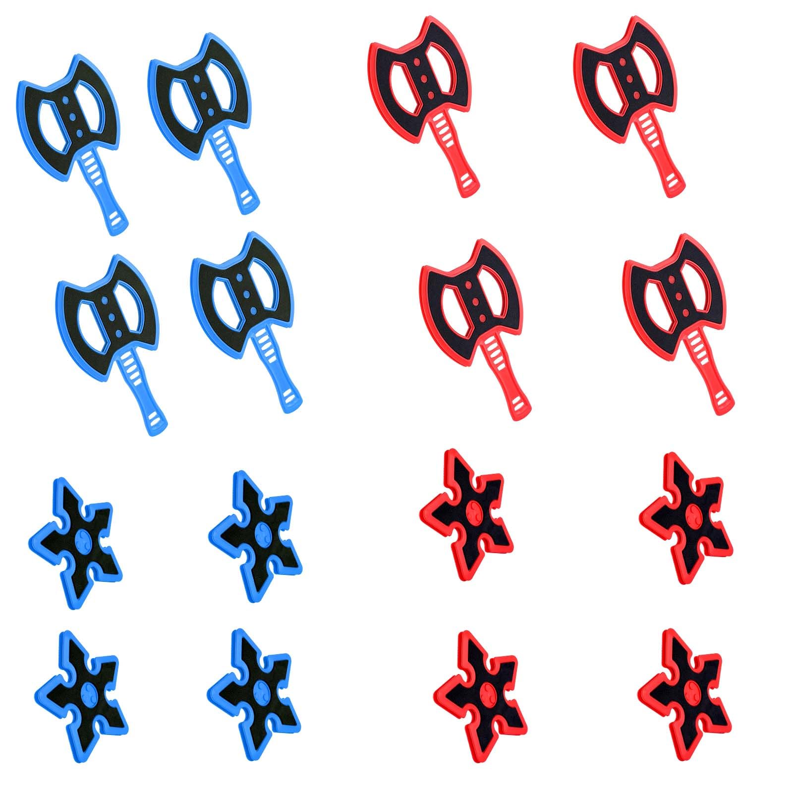Cfble 16 Piece Plastic Bristle Throwing Target Parts-8 Piece Plastic Stars and 8 Piece Axes in 2 Colors for Competition,Training and Recreation (16 Axes&Stars)