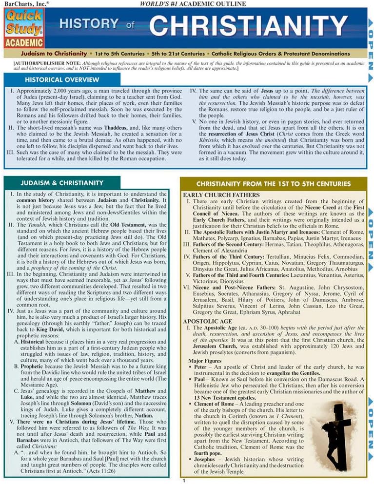 History Of Christianity (Quick Study Academic) Pamphlet – May 31, 2010