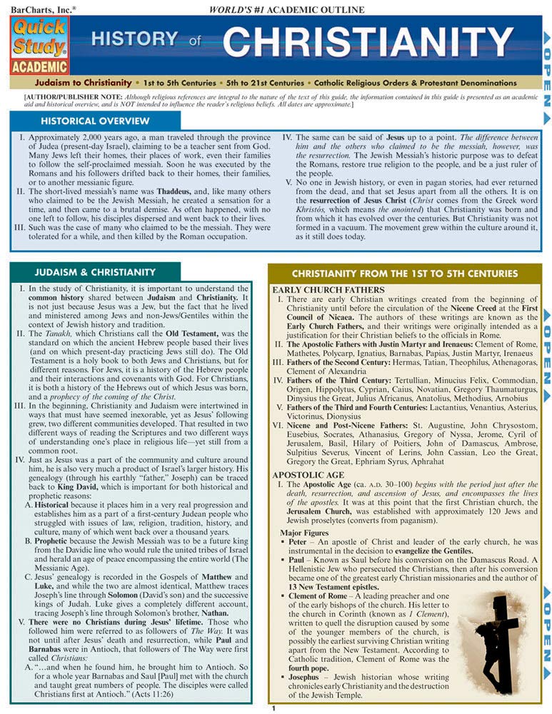 History Of Christianity (Quick Study Academic) Pamphlet – May 31, 2010