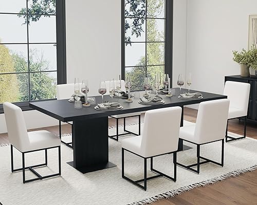 Miniatura 74 de HNY Juego de 2 sillas de cocina cómodas y modernas, de piel sintética, para cocina y comedor, silla auxiliar tapizada con marco de metal con acabado