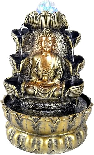 Fuentes de decoración para interiores de escritorio, estatua de Buda de interior, fuente de agua, escritorio de oficina, cascada de la suerte,