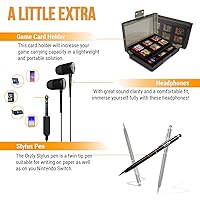 Vista 8 de Orzly Accessories Bundle Compatible with Nintendo Switch & OLED Case & Screen Protector, Joycon Grips & Racing Wheels, Controller Charge Dock