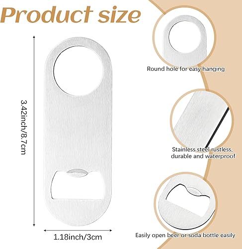 Miniatura 2 de ZCYSRLQIN 12 abridores de botellas planos de 3.5 x 1.18 pulgadas, de acero inoxidable, abridor de botellas de cerveza de acero inoxidable, hoja de