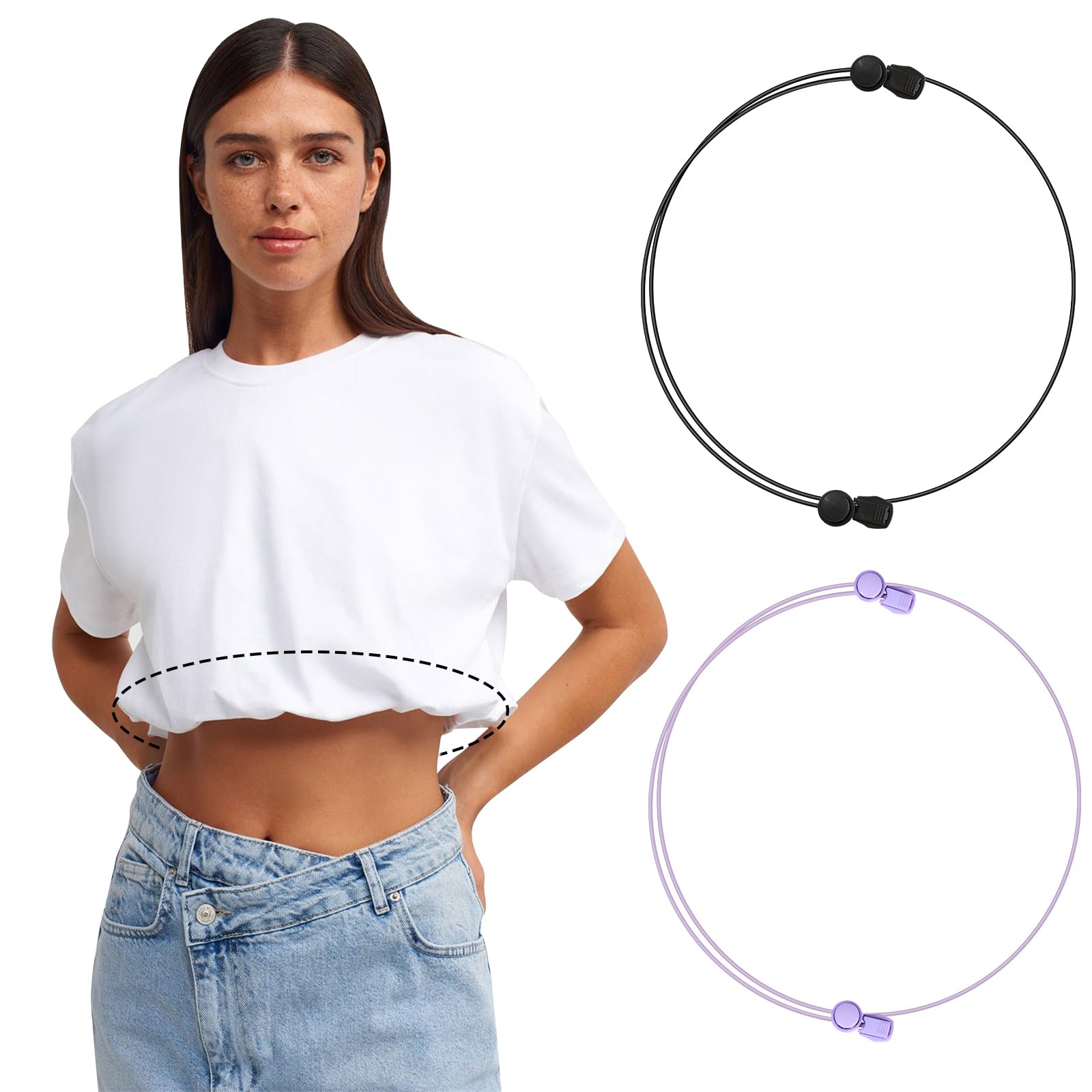 Lancry2PCS Tuck Adjustable Band for Shirts, Elastic Cropping Stays Belt for Tops, Tools to Transform the Way You Style Your Topwear