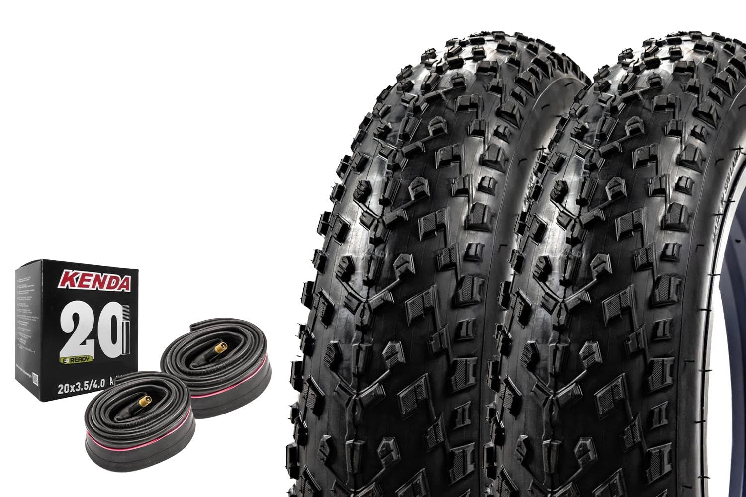 2 Stück 20 Zoll Fahrrad Reifen 20x4.00 Fat Bike 102-406 MTB Bereifung Tire schwarz mit 2 Schläuchen AV