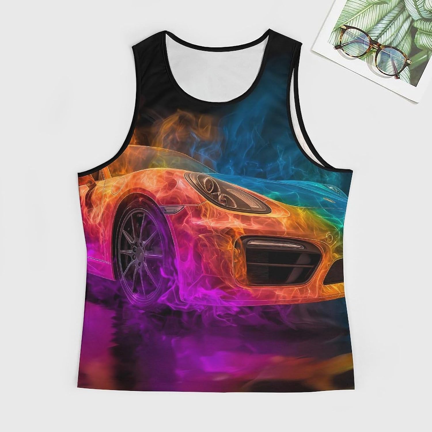 Colorful Sports Car Men Tank Top Workout Shirt Muscle T Shirt 5XL