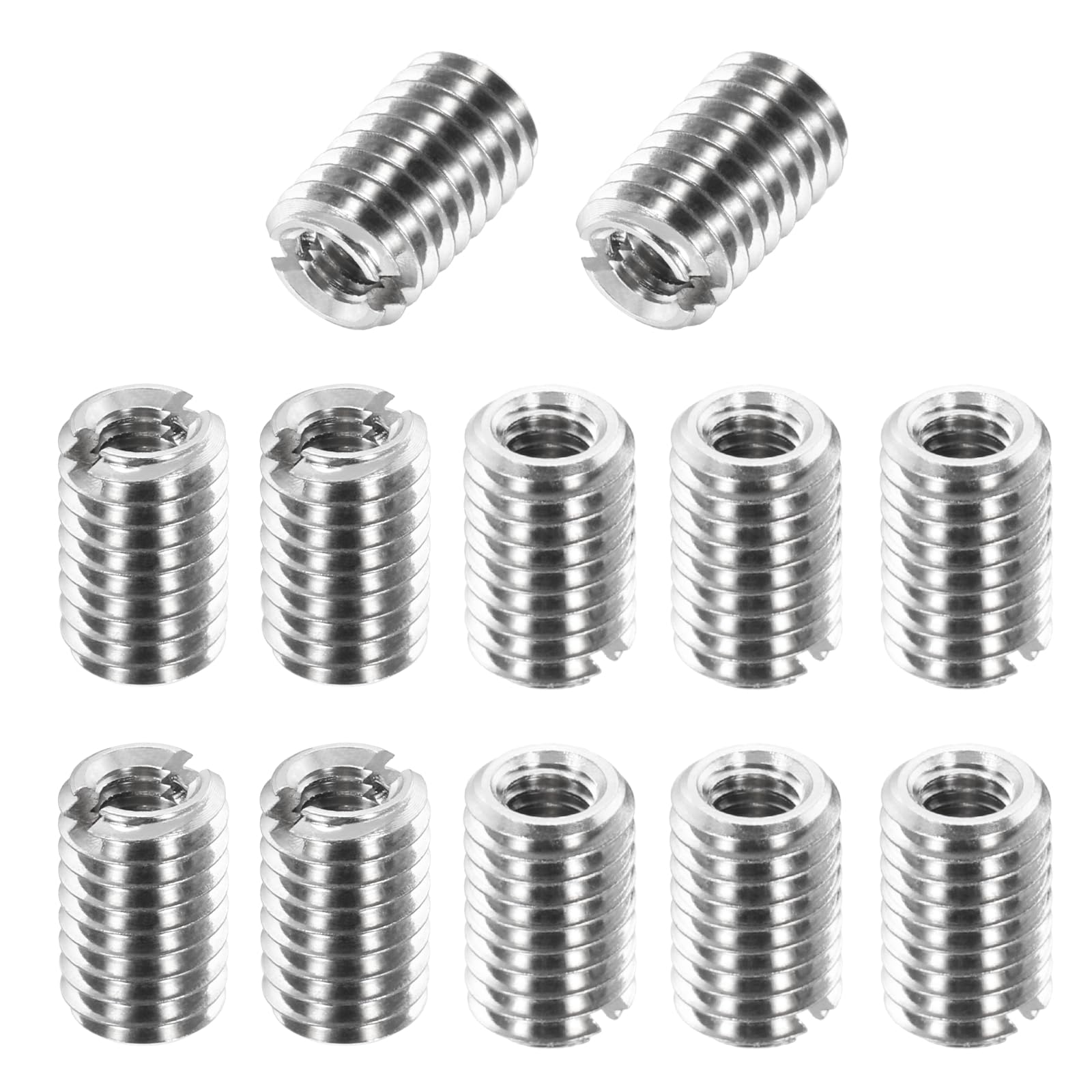 sourcing map 12Pcs 316 Stainless Steel Thread Reducing Nuts, M5x0.8 Male to M3x0.5 Female 8mm Long Metric Repairing Insert Nut Screw Threaded Adapters Sleeve Reducer Conversion Fastener