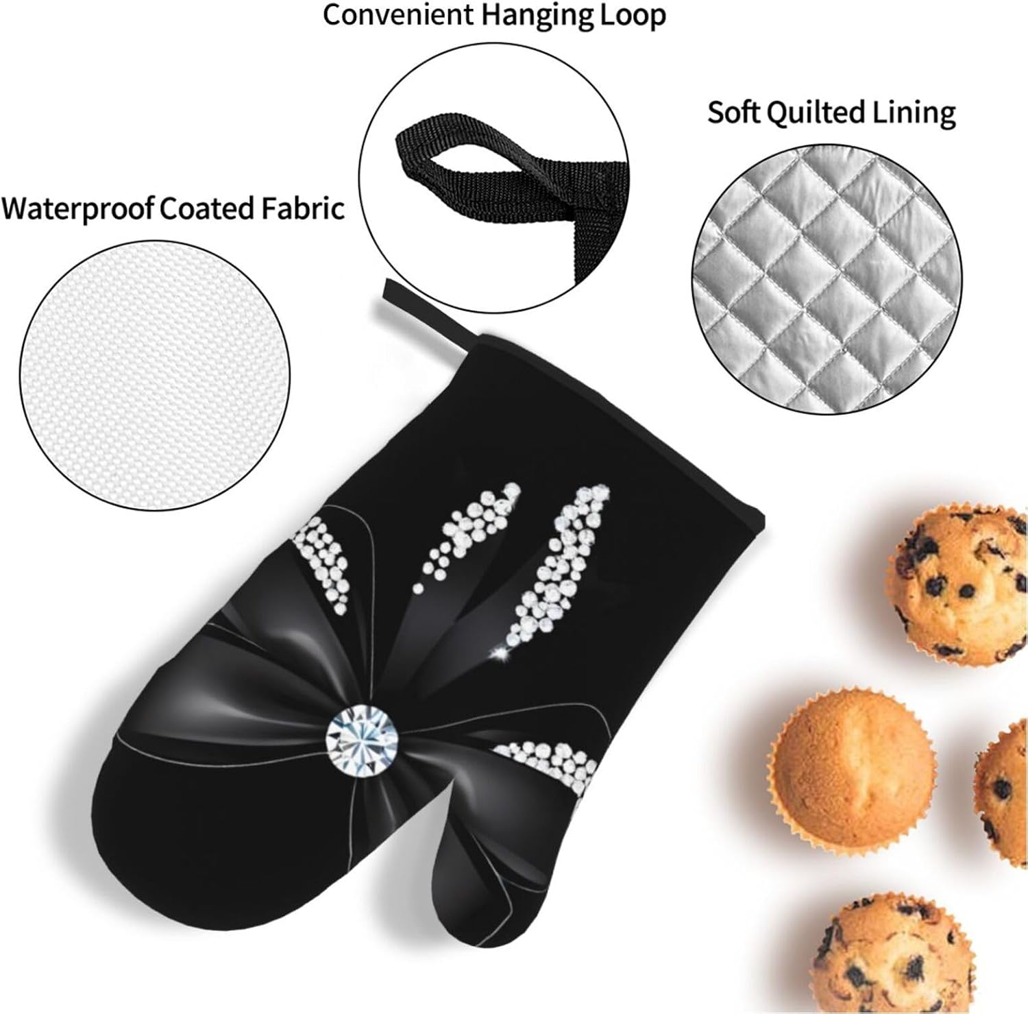 Sparkling Bow Prints Kitchen Covers: Waterproof Oven Layers for Safe Cooking & Easy Cleanup - 4 Piece Heat Protection Set
