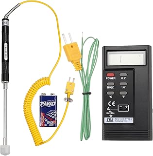 MECCANIXITY Digital Thermocouple Thermometer K Type Temperature Meter High Accuracy (-50 to 1300 °C), with Surface Thermocouple Probe 81532B