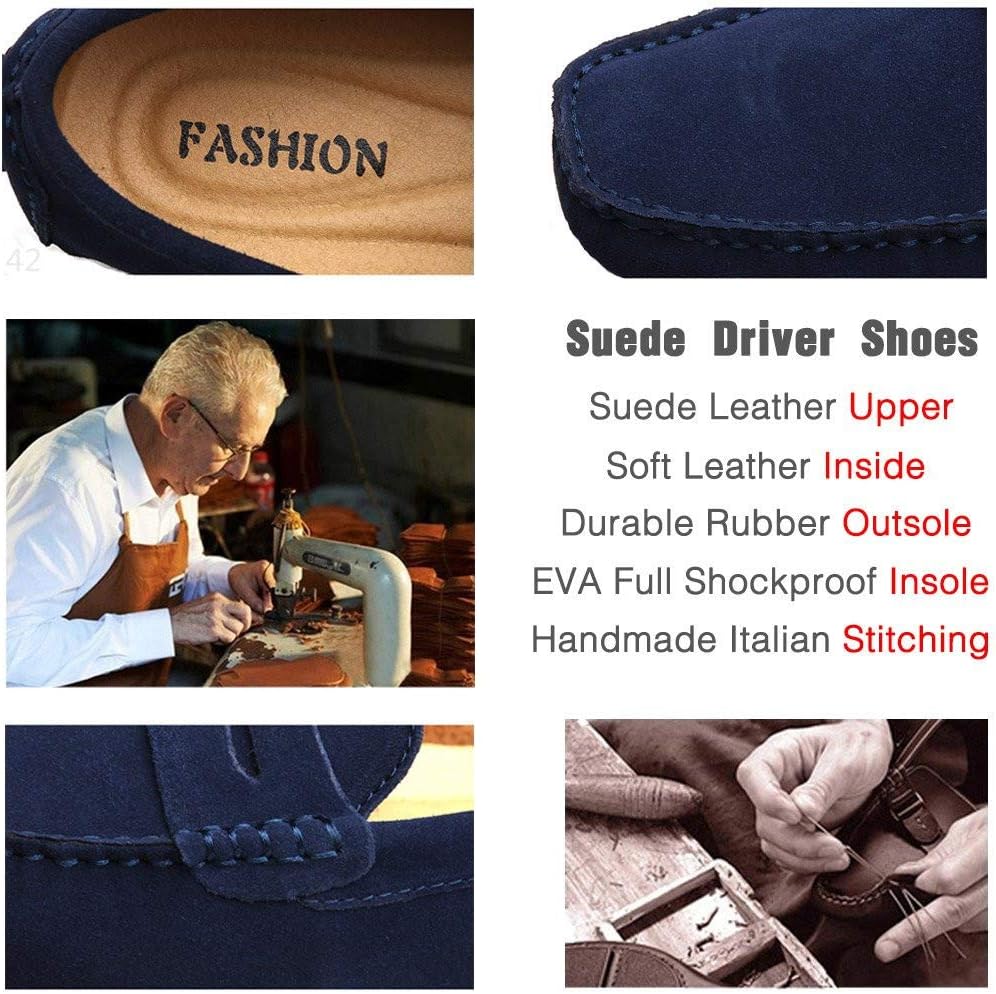 JIONS Mens Driving Penny Loafers Suede Moccasins Slip On Casual Dress Boat Shoes - Image 6