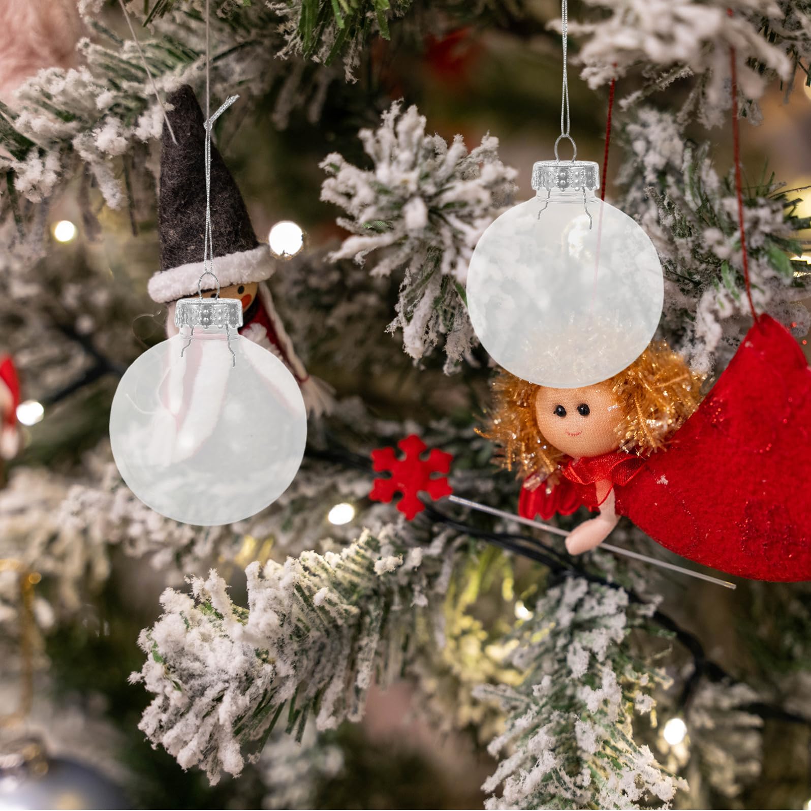 Operitacx 10 Bolas de Plástico Transparentes para Decoración de Árbol de Navidad, Diseño Hueco DIY para Fiesta y Ambiente Festivo