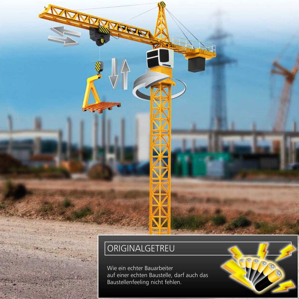 JAMARA Liebherr Turmdrehkran Baustellenfahrzeug 1:20 ferngesteuert 2,4 GHz offiziell lizenziert (Liebherr Turmdrehkran)