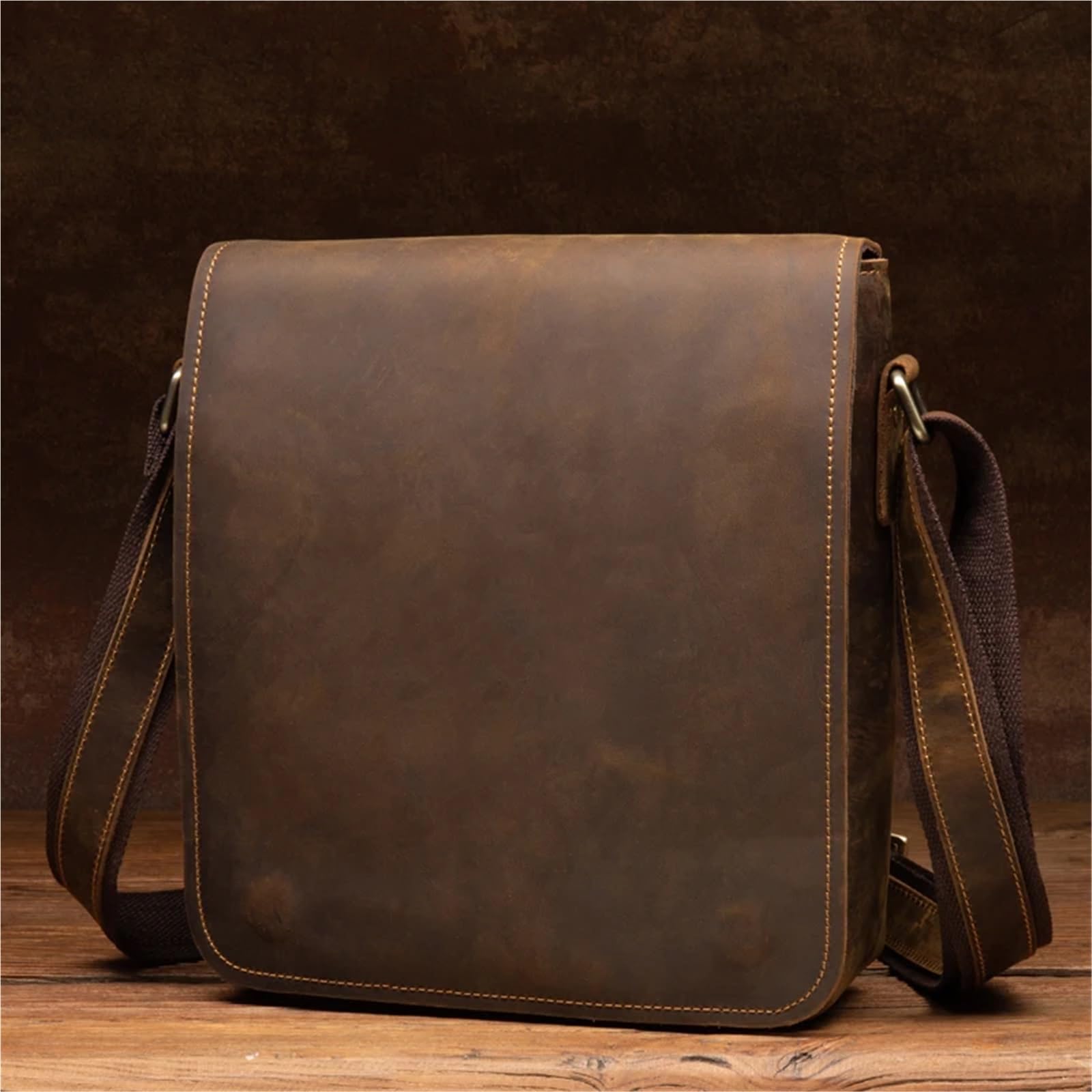 Borsa per Documenti Ufficio Borsa a tracolla in pelle, stile retrò, in di cavallo pazzo, da uomo, casual, semplice, in