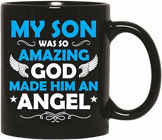 Unique Gift Idea for Son Celebrate His Amazingness with Angel Design 11oz 15oz Black Coffee Mug