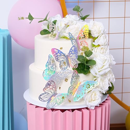 Miniatura 49 de Calcomanías de pared de mariposa 3D, 72 unidades, 3 tamaños, 3 estilos, calcomanías de pared metálicas extraíbles, calcomanías de pared para nevera,