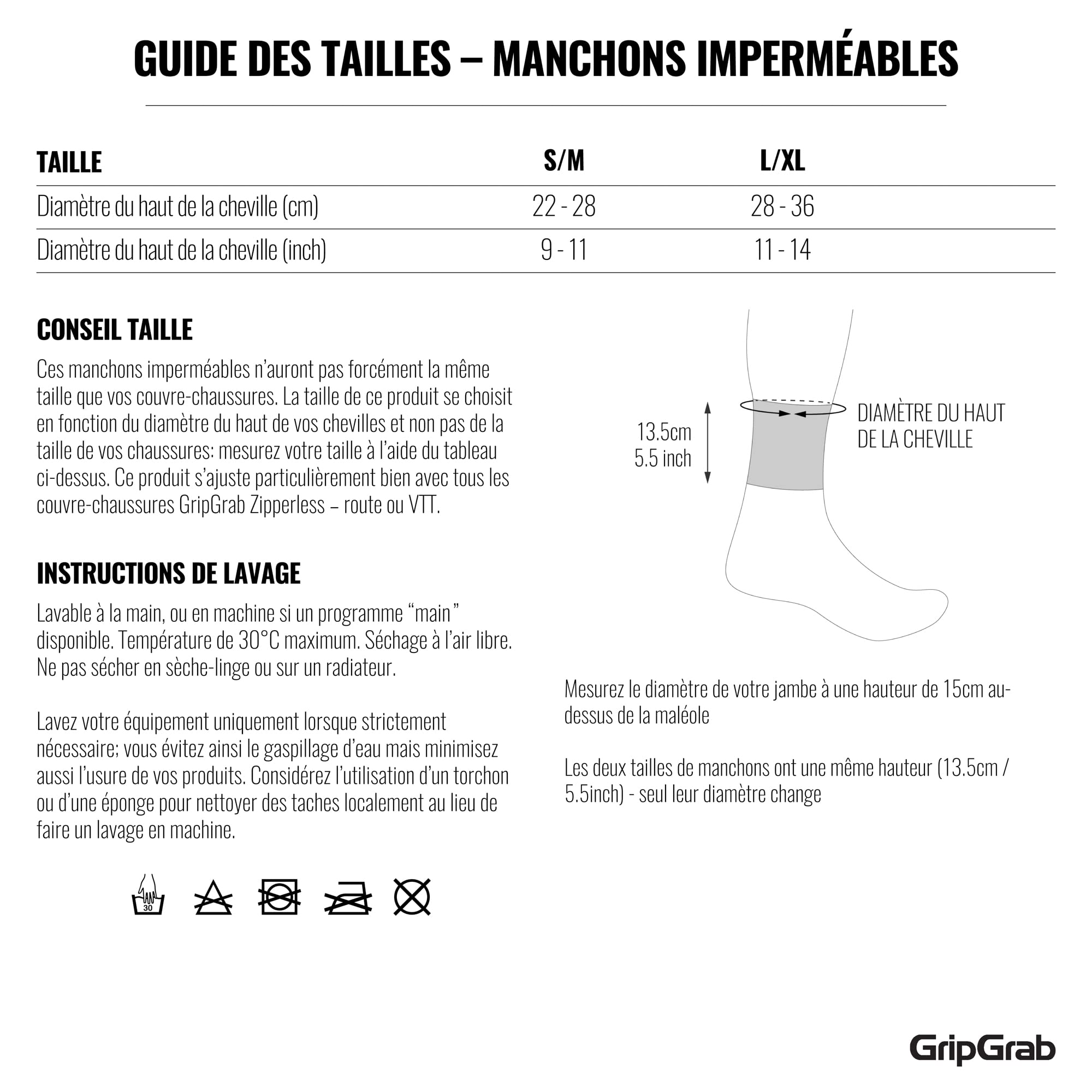 GripGrab CyclinGaiter Chevilles Couvre-chaussures Néoprène Cyclisme Pluie Sur-chaussures Imperméables Vélo Guêtres