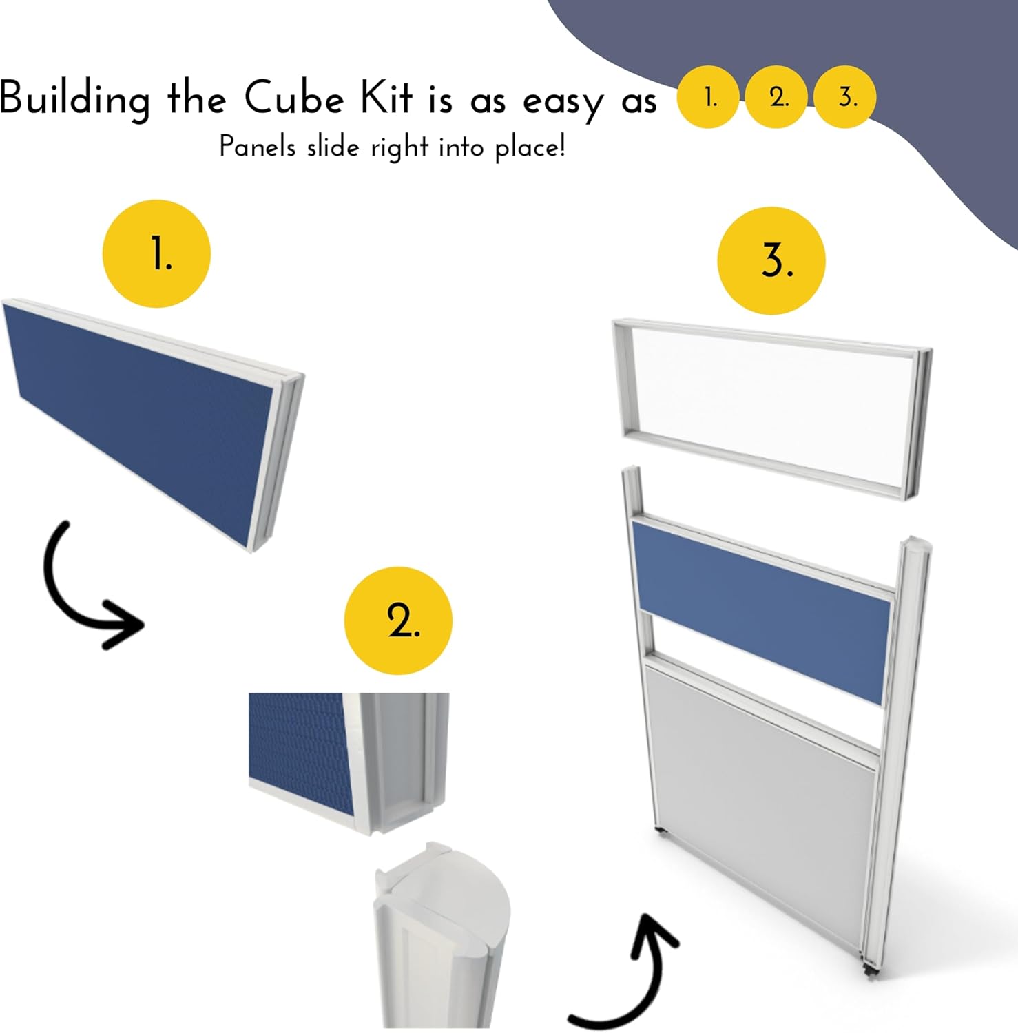 SUNLINE Office Cubicle Kit - Modular Office Furniture Kit with 7 Layout Options, Adjustable Panels and Mobile Storage, Easy-Assembly Desk System for Modern Workspaces - Blue