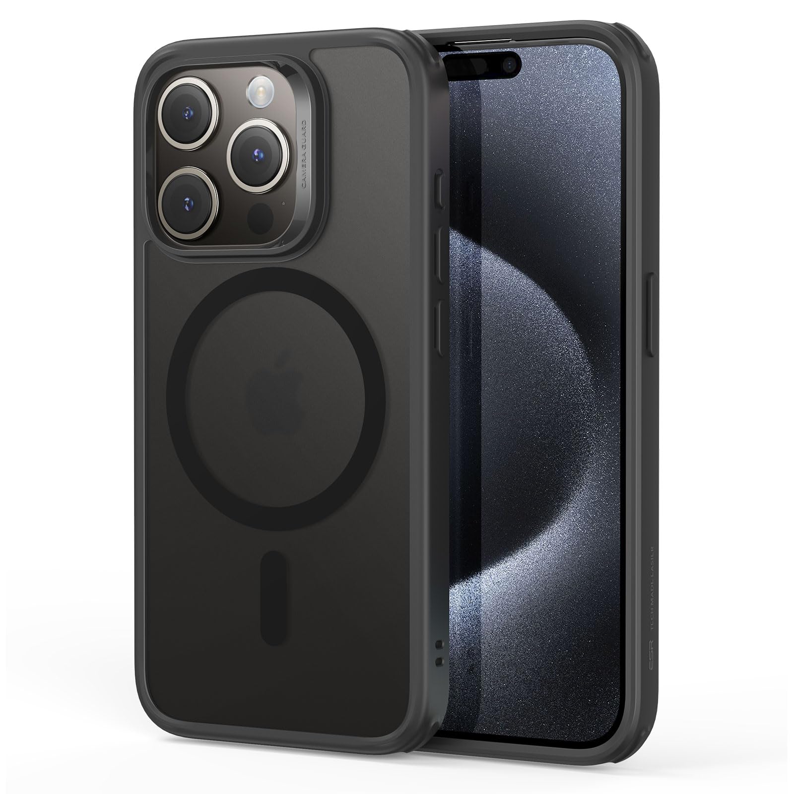 ESR Classic Series Case for iPhone 15 Pro Max, US MIL Standard, Supports MagSafe and Wireless Charging, Impact Resistant, Magnetic Smartphone Case, Resistant to Scratches and Yellowing, Matte Black
