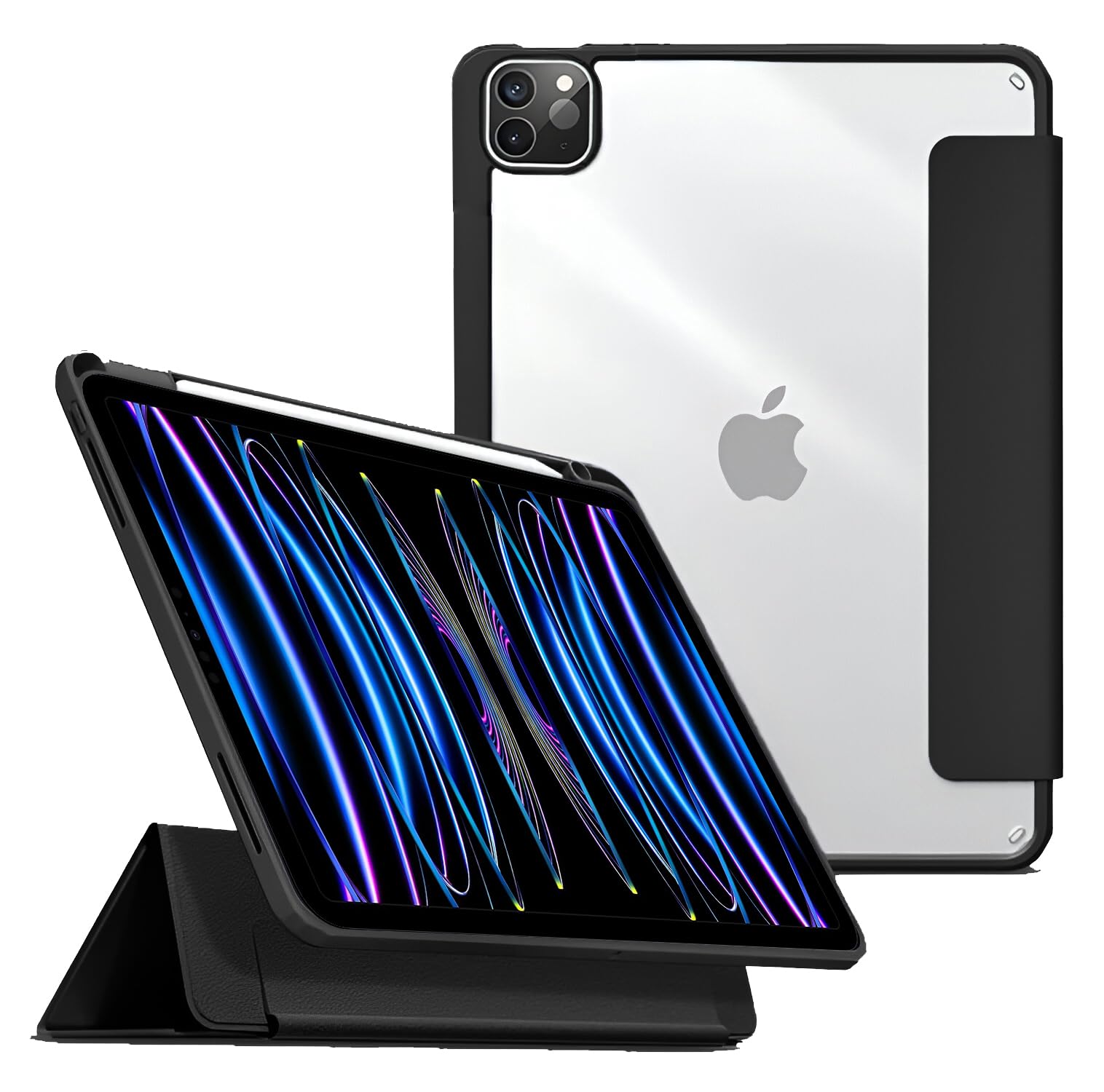 ProElite Hybrid Detachable Magnetic Case Cover for Apple iPad Pro 11 inch 2022/2021 4th/3rd Generation with Pencil Holder, Black [Transparent Back] (B097362X41) Amazon Price History, Amazon Price Tracker