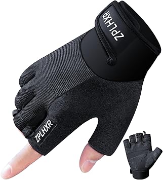Workout Gloves for Men and Women, Gym Gloves for Weight Lifting, Exercise, Cycling, Training & Fitness, Fingerless with Padded Grip, Full Palm Protection & Breathable Design