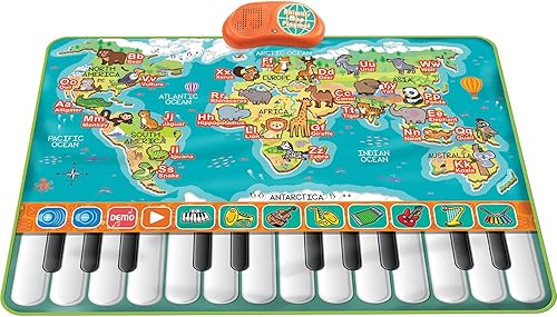 Miniatura 7 de QShark Juguetes de aprendizaje 2 en 1 para niños de 1 a 5 años  Alfombrilla de teclado de piano + mapa del alfabeto y animales  Regalo educativo