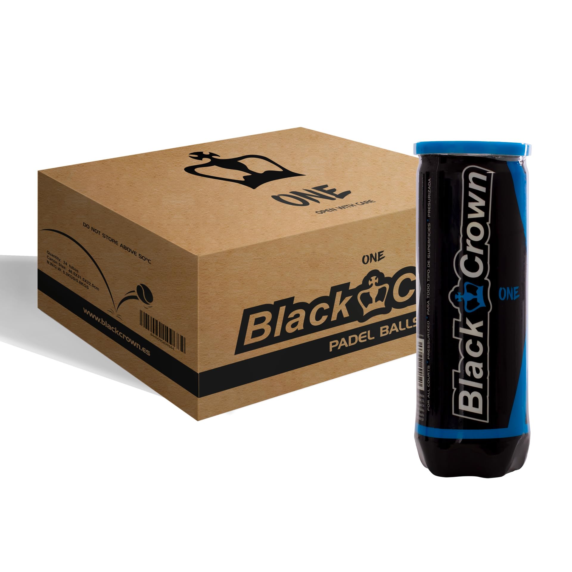 Black Crown - Cajón de 24 Botes de 3 Pelotas de Pádel - 72 Pelotas Resistentes y Duraderas