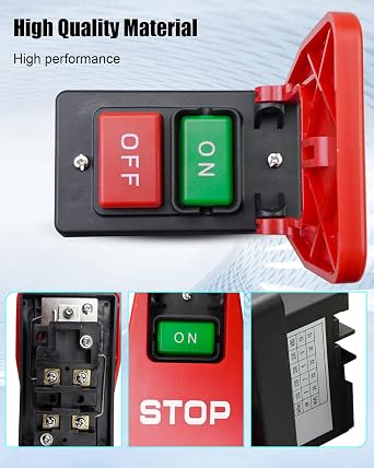220V 20A Industrial On Off Large Pushbutton Switch for Table Saws