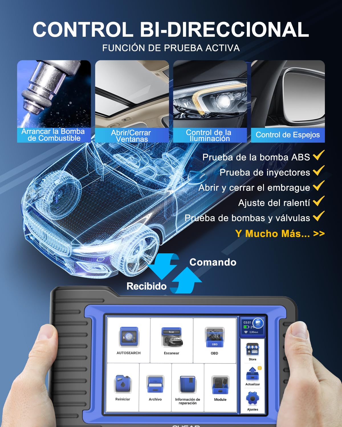 mucar VO7 OBD2 Diagnosis con Diagnóstico Todos Los Sistemas | Y 28+ Funciones De Reinicio, OBD2 Diagnóstico Control Bi-Direccional/Codificación ECU/Función de Prueba Activa
