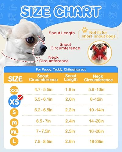 Miniatura 2 de Bistup Bozal para perros de tamaño pequeño, bozales suaves, antimordeduras, collar de masticación y tres tiras reflectantes, permite beber paño de