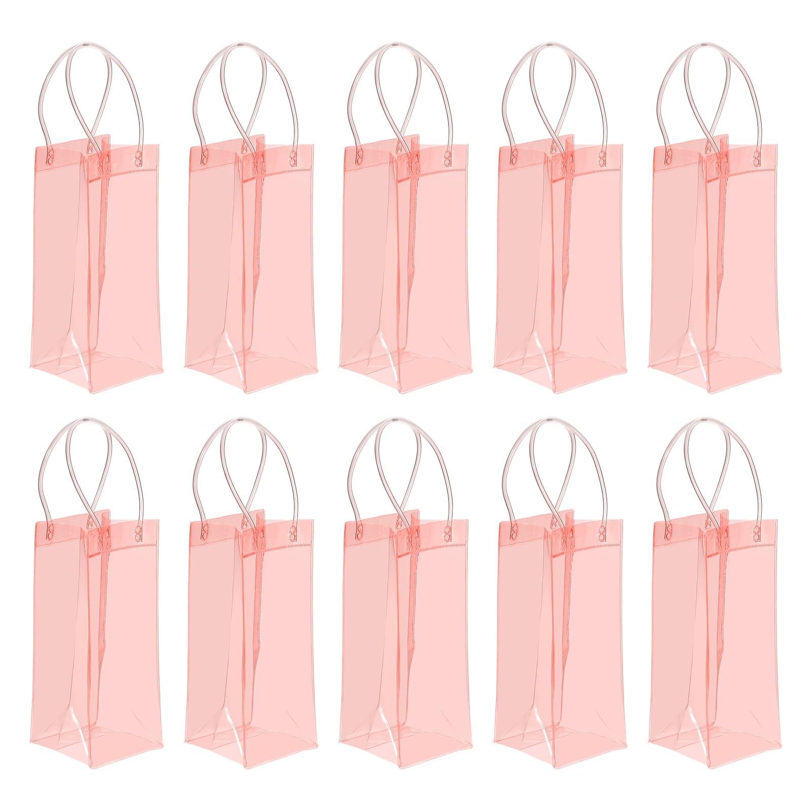 PATIKIL Sac À bordeaux Glacé, 10 Pcs Portable Escamotable Pochette À bordeaux Transparente Glacière Poches PVC Cadeau Avec Poignées pour Party Extérieur Bière Fraîche Boissons,Orange Clair