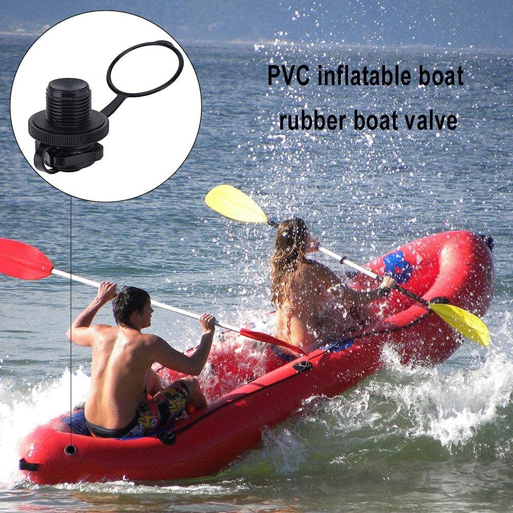 AUTOZOCO Válvula neumática para embarcaciones inflables, Adaptador de válvula 22 mm Negro
