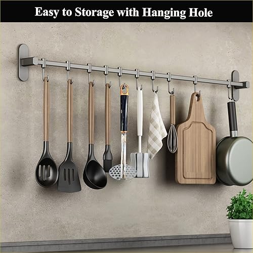 Miniatura 6 de COKEENA Triturador de patatas de acero inoxidable 1810, profesional 304 de acero inoxidable integrado con mango largo negro para frijoles,