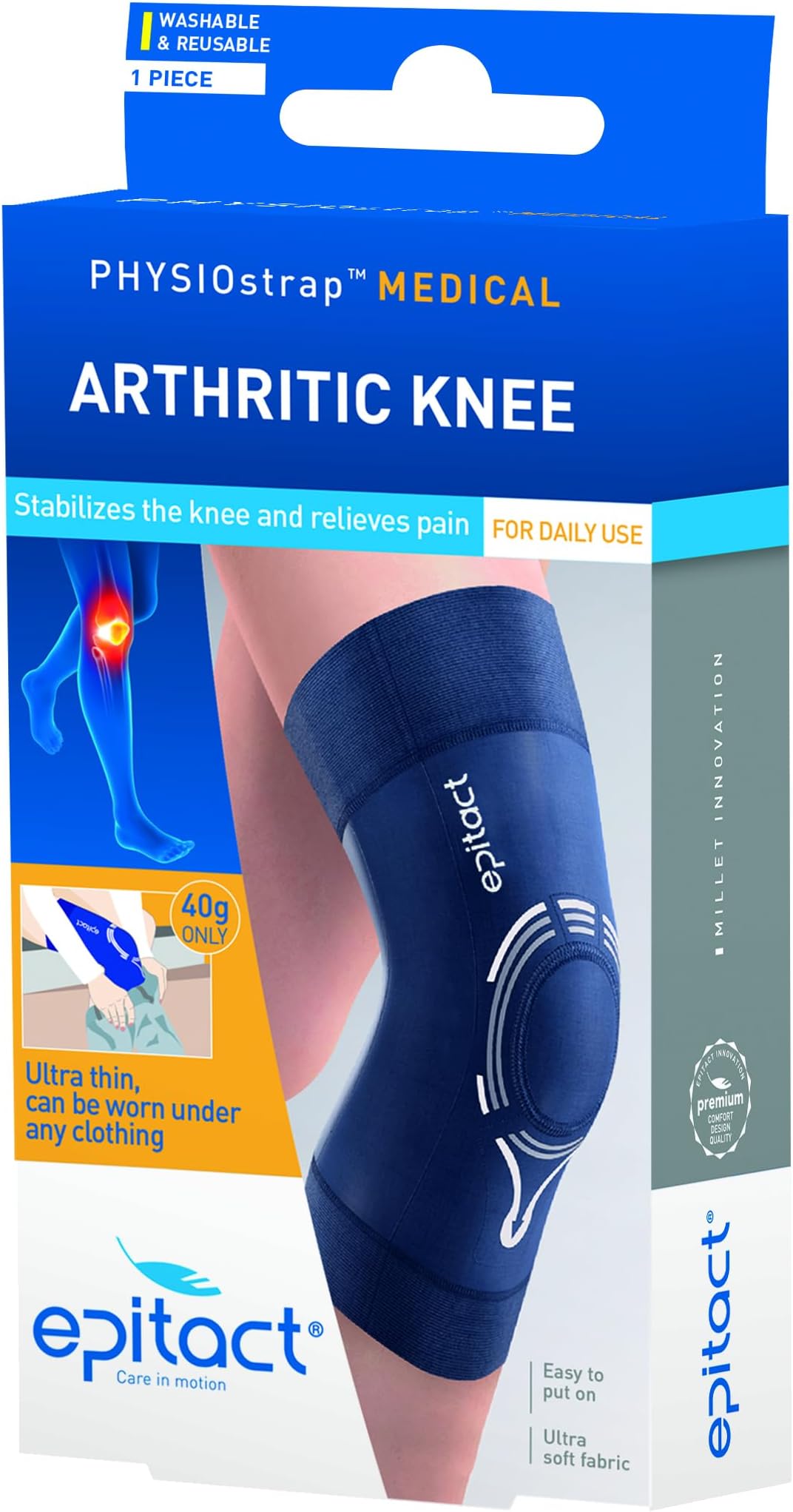 Physiostrap Knee Support for Arthritis. Comfortable Medical knee brace, arthritis, ligament damage and other knee syndromes, fits either left or right knee