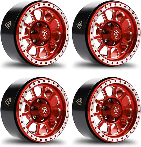 Miniatura 5 de Treal 1.9 Beadlock Wheels Heavy Duty CNC Aluminio Crawler RC Wheel 4pcs-Set para 110 TRX-4 Axial SCX10 II SCX10 III (negro) 4.09 ozpc -Tipo C