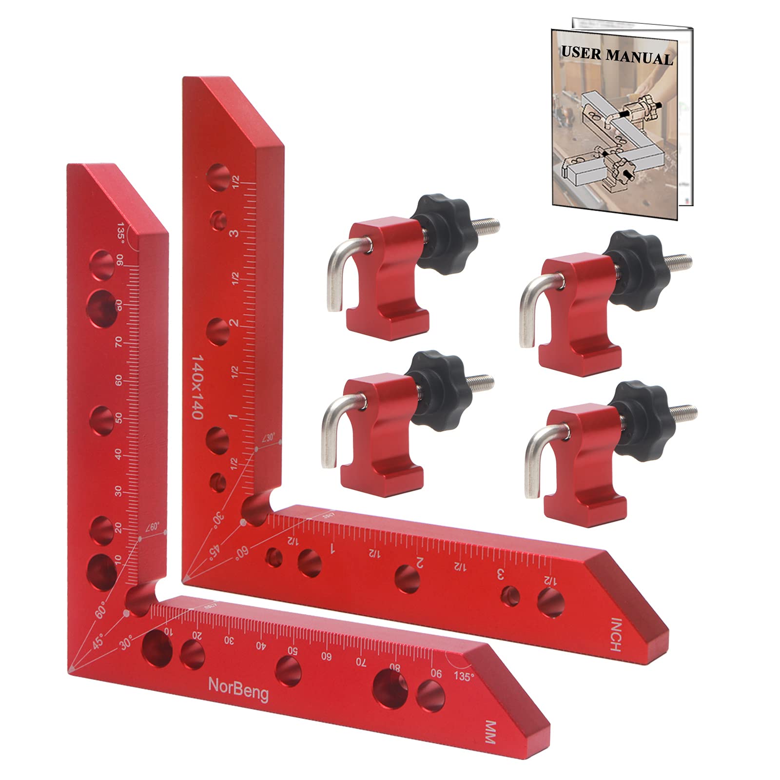 90 Degree Right Angle Positioning Square Clamp,Aluminum Alloy Right Angle Clamp,Corner Clamp,Carpenter Woodworking Tools,Woodworking Block for Picture Frames Cabinets Drawers Box -2 Sets (14 cm/5.5")
