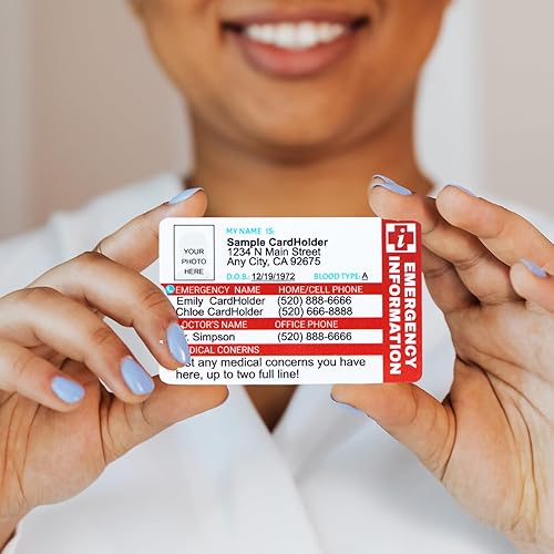 Miniatura 5 de Personalizado - Tarjeta de billetera de contacto de emergencia, tarjeta de alerta de vida de PVC ICE, tarjeta de identificación médica, tarjeta de