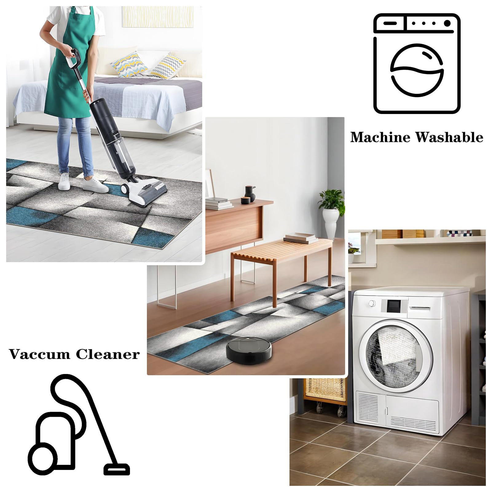 Teppich Läufer Flur Teppichläufer 90 x 500 cm Waschbarer LäUfer Teppich Flur Küchen Wohnzimmer Schlafzimmer Teppiche Küchenteppich Waschbar rutschfest Fußmatte ür Flur Küche Schlafzimmer