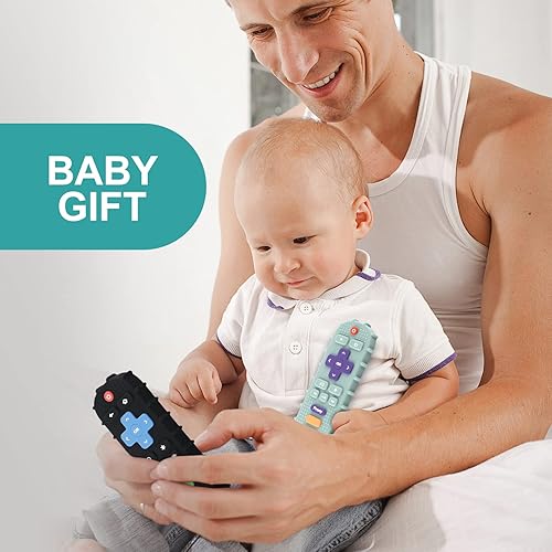 Miniatura 6 de PRONY - Paquete de 2 juguetes de dentición remotos de silicona para bebés de 6 meses en adelante, mordedores sensoriales para niños pequeños y niñas