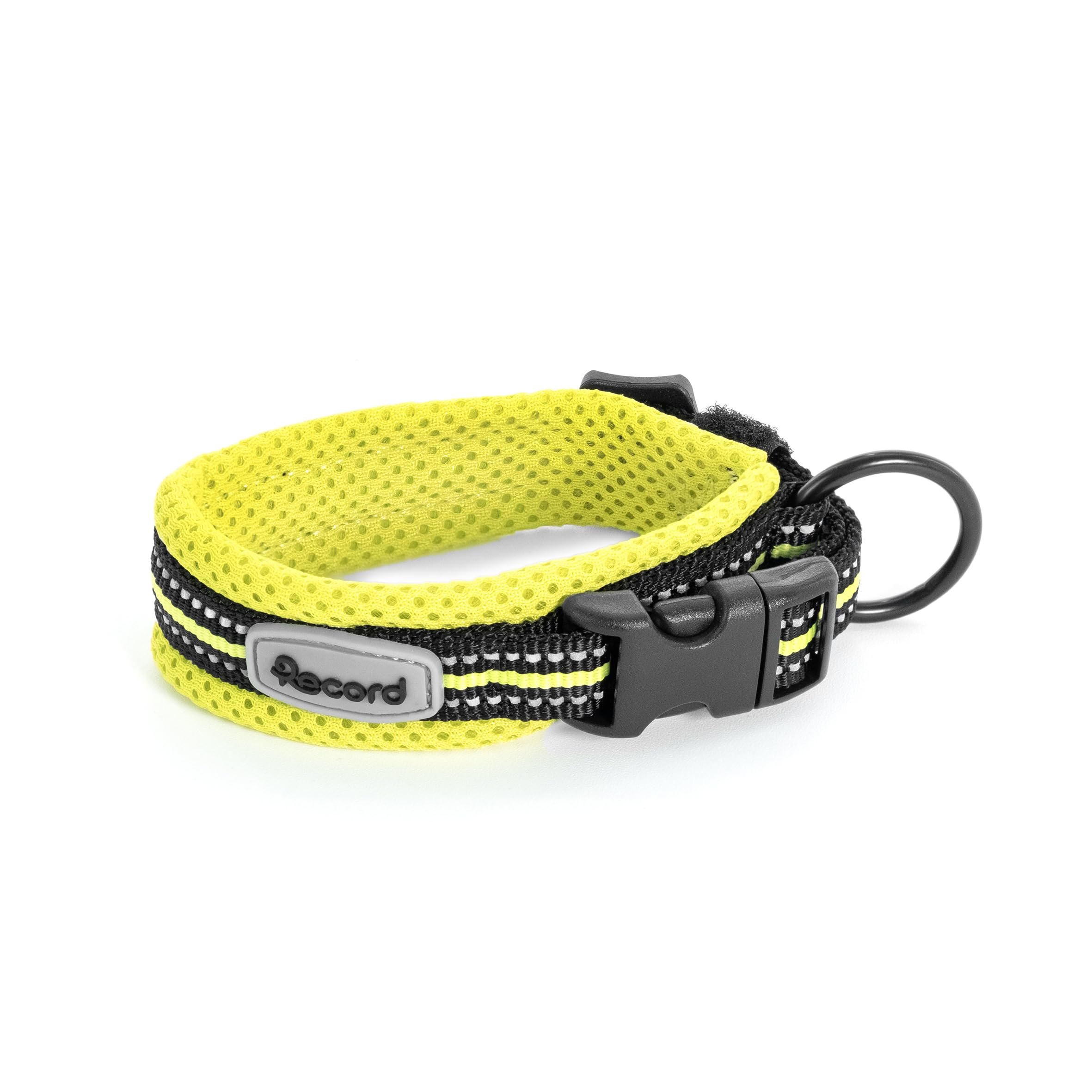 Record - Ande Dog Collar - Made of Durable Nylon - Reflective Details - Plastic Closure Clip - Yellow - Size XXS - 1.5cm - Circumference 28-30cm