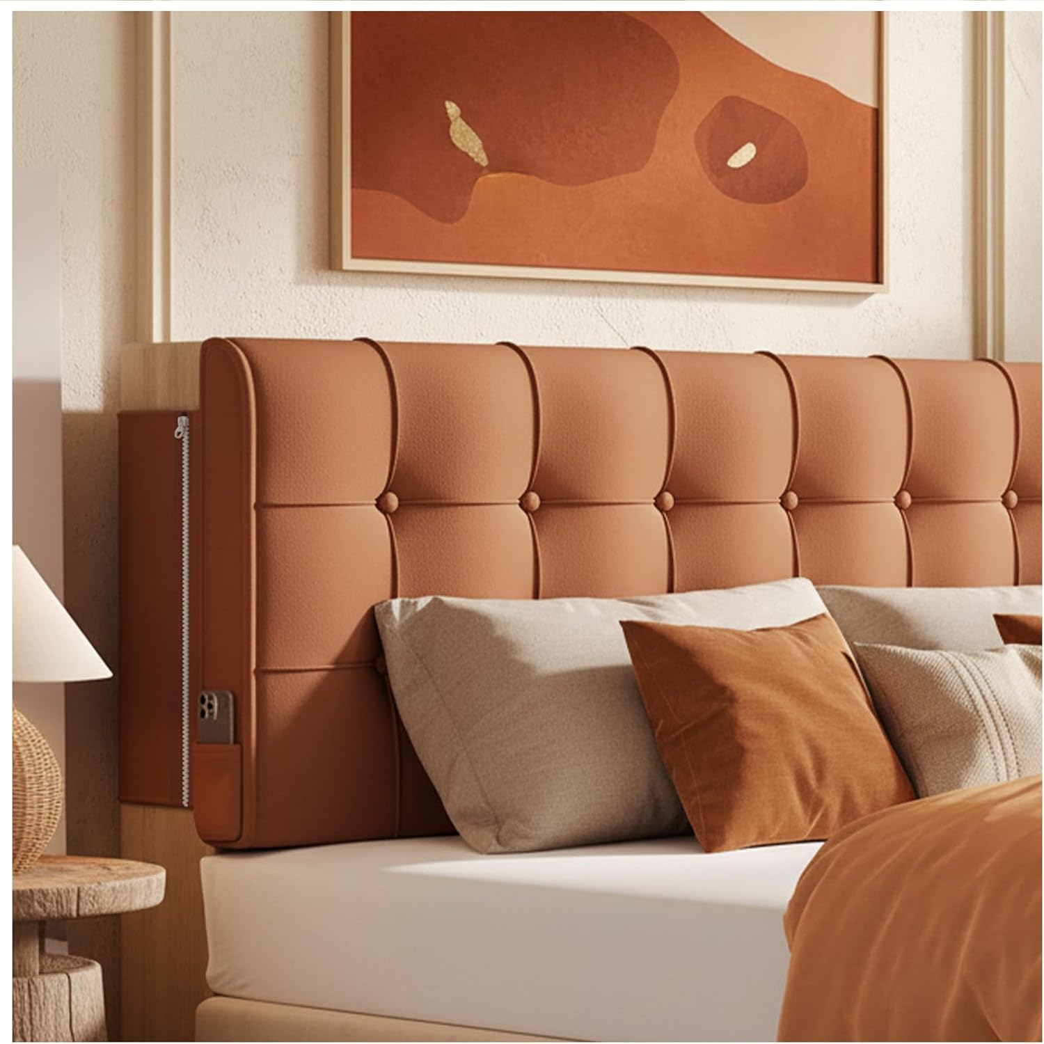 Orange Twin Headboard Pillow for Dorm Bedroom Upholstered Bed Pillows Back Support Cushion Reading Pillow with Bolster Pillow Wall Mounted Headboard Couch Pillows Cozy Room Decor College Essentials