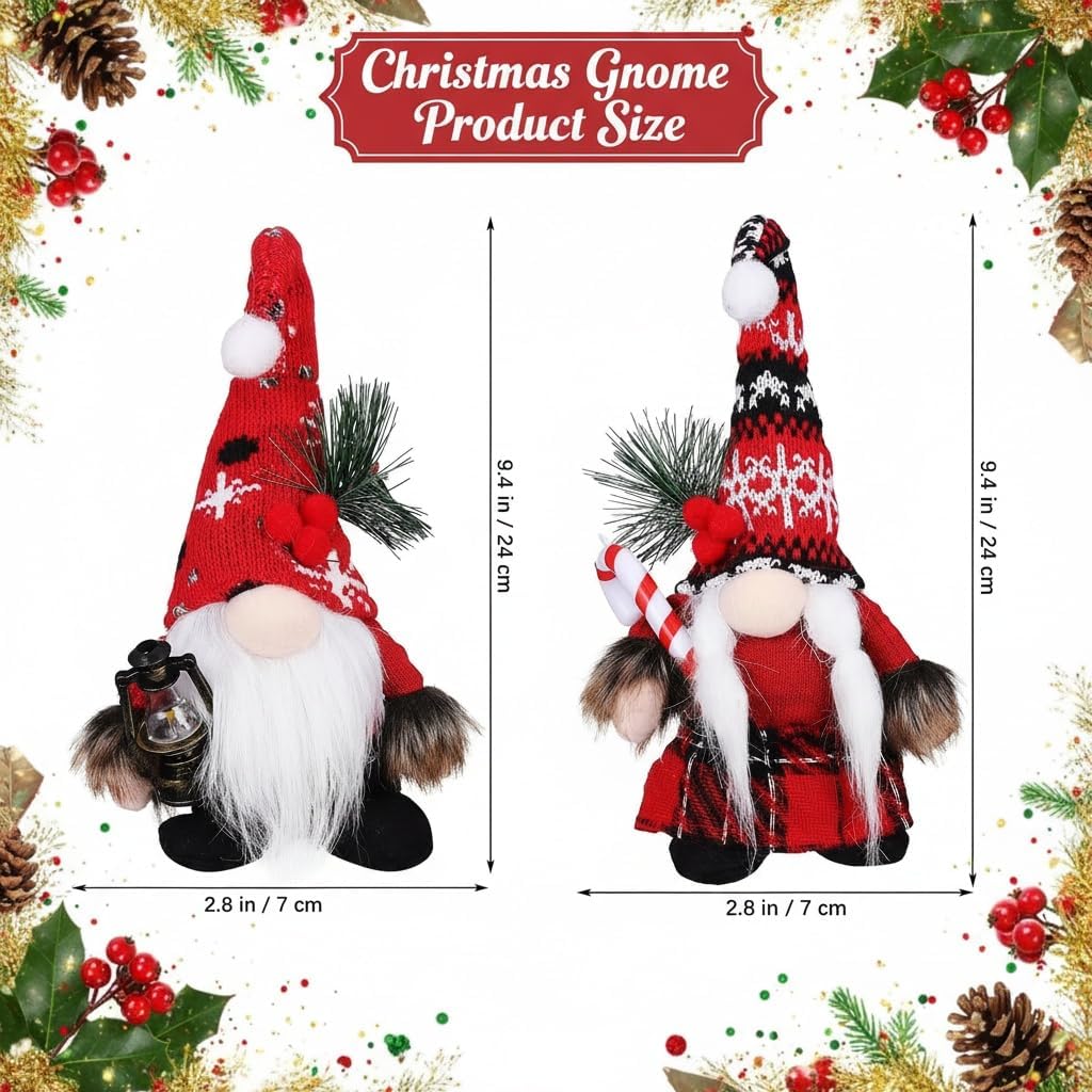 2Pcs Christmas Gnomes Decorations: Plush Couple Elf Santa Gnomes Doll for Xmas Home Tabletop Ornaments Holiday Party Gifts - Image 6