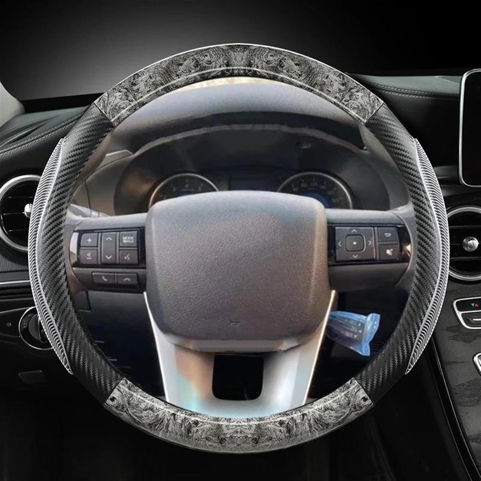 Fashionable and exquisite Wood Grain Car Non-Slip Steering Wheel Cover For Toyota For Fortuner 2016-2021 2022 Auto Interior Accessories(Titanium)