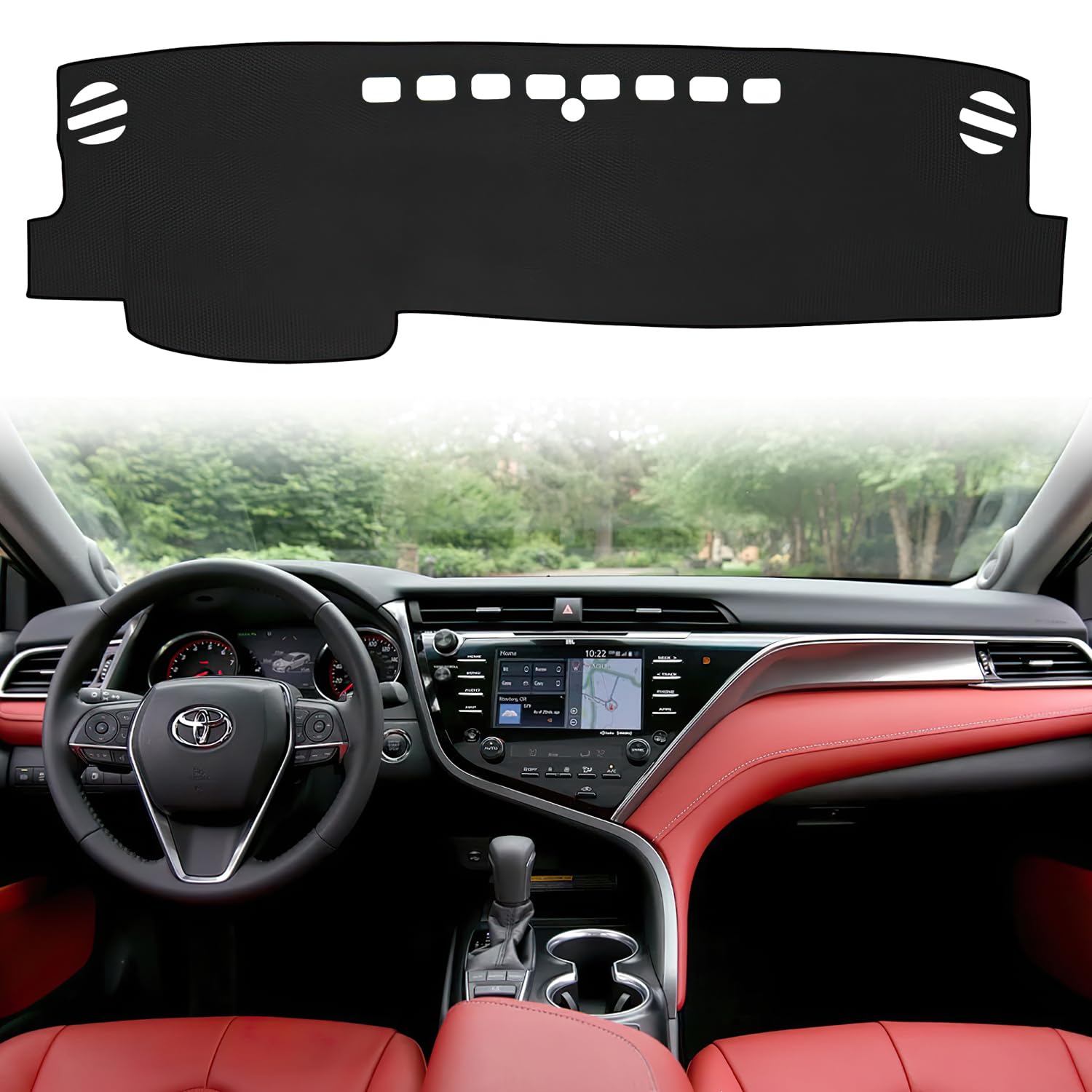 VAFMOLEI Dashboard Dash Cover Mat for Toyota Camry 2018 2019 2020 2021 Polyester Custom Fit Toyota Camry Accessories Dash Cover Black Trim (Camry 2018-2021, Black)