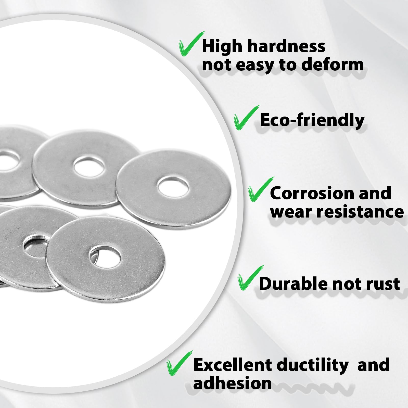 CYEER 200 Pack M6 x 25mm Metal Flat Penny Washers, 304 Stainless Steel, Large OD Plain Wide Round Metal Alloy Steel for Screws - Image 4