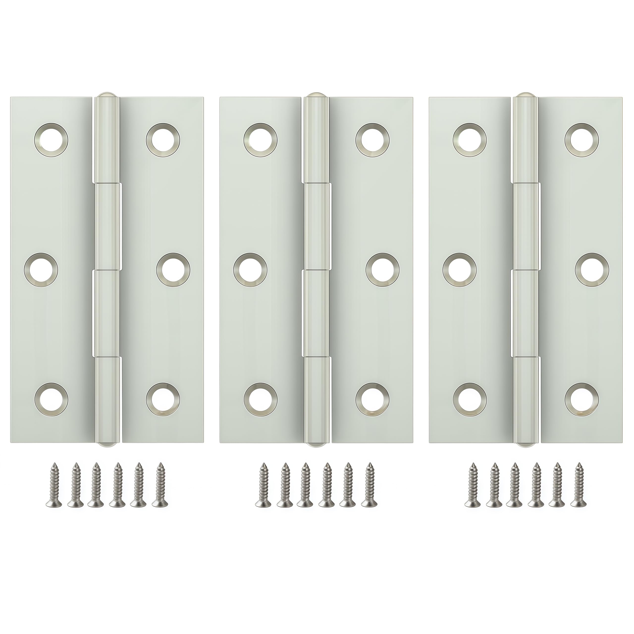 Vbnexyr Regular Door Hinges 3 Pack Stainless Steel Folding Hinges For Cabinets Casement Hinges And Door/Window Hardware With Screws 68 * 39 * 1.0Mm [Steel Core]