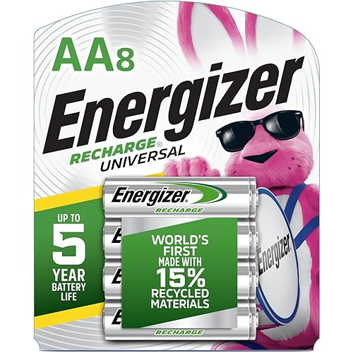 Energizer Rechargeable AA Batteries, Recharge Universal Double A Battery Pre-charged, 8 Count