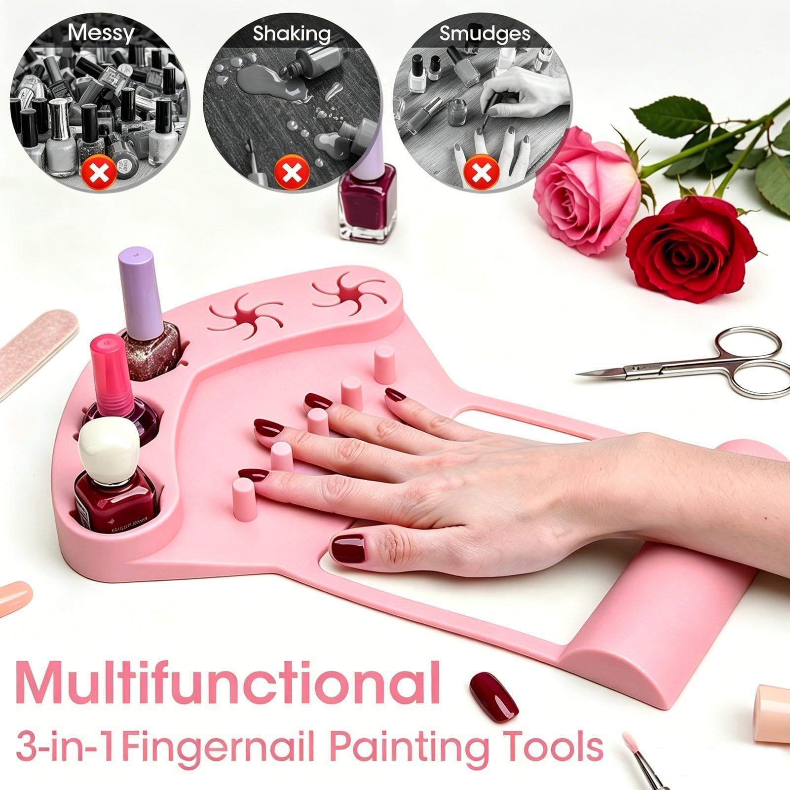 Tappetino in silicone da unghie delle mani Cuscinetto antiscivolo per | Supporto in silicone per la manicure Per donne principianti, pittura unghie, saloni, feste e vacanze