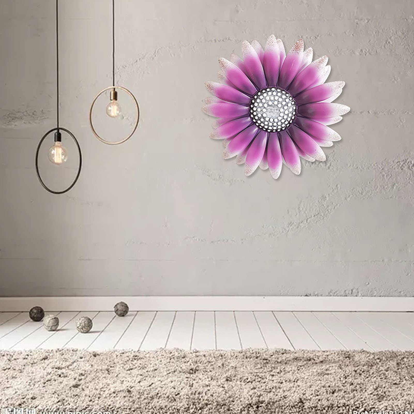 Decorazione Da Parete In Metallo Con Fiori Blu, 21x21 Cm, Decorazione Da Parete In Metallo, Decorazione Da Parete, Per Esterni, Interni, Casa