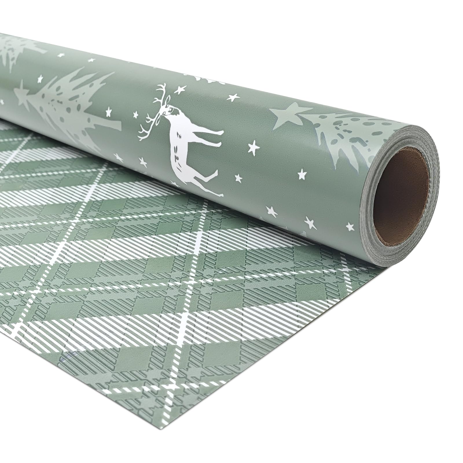 LDGOOAEL Rouleau de papier cadeau de Noël réversible Jumbo – Arbre de vacances argenté et rayures – 76,2 cm x 30,5 m