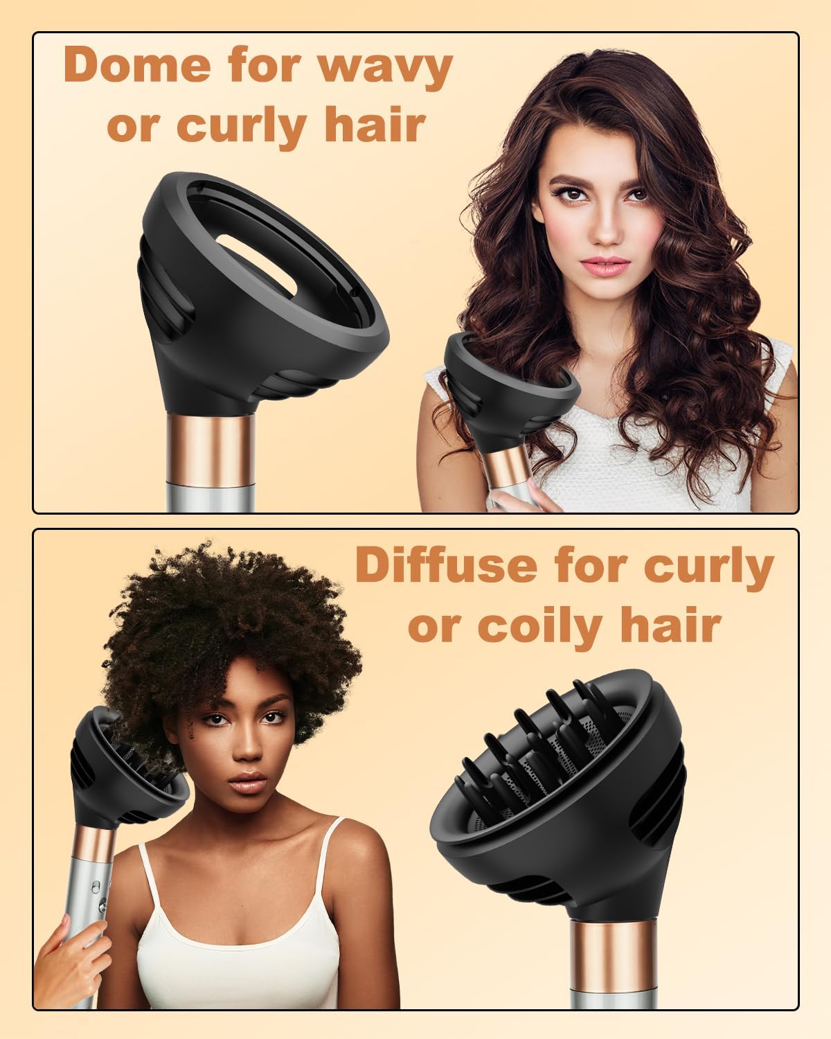 Wave+Curl Diffuser and Large Diffuser Attachment Compatible with Dyson Airwrap to Dryer Faster and Define Curls Hair